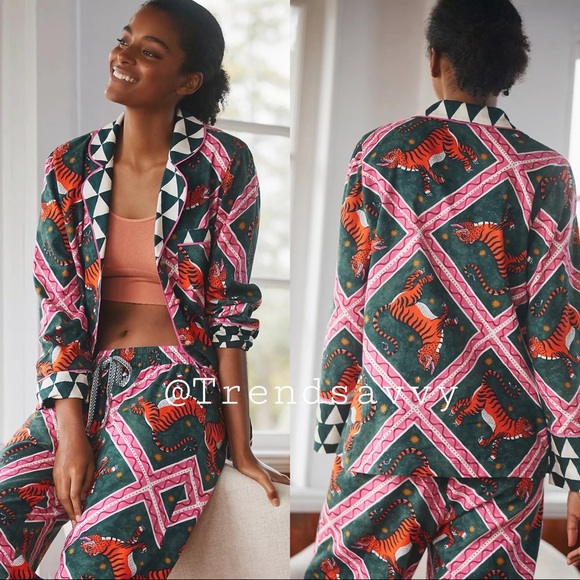 Anthropologie Other - ANTHROPOLOGIE Corinne Lent Tigress Flannel Pajama Top Lounge Button Front M NWT